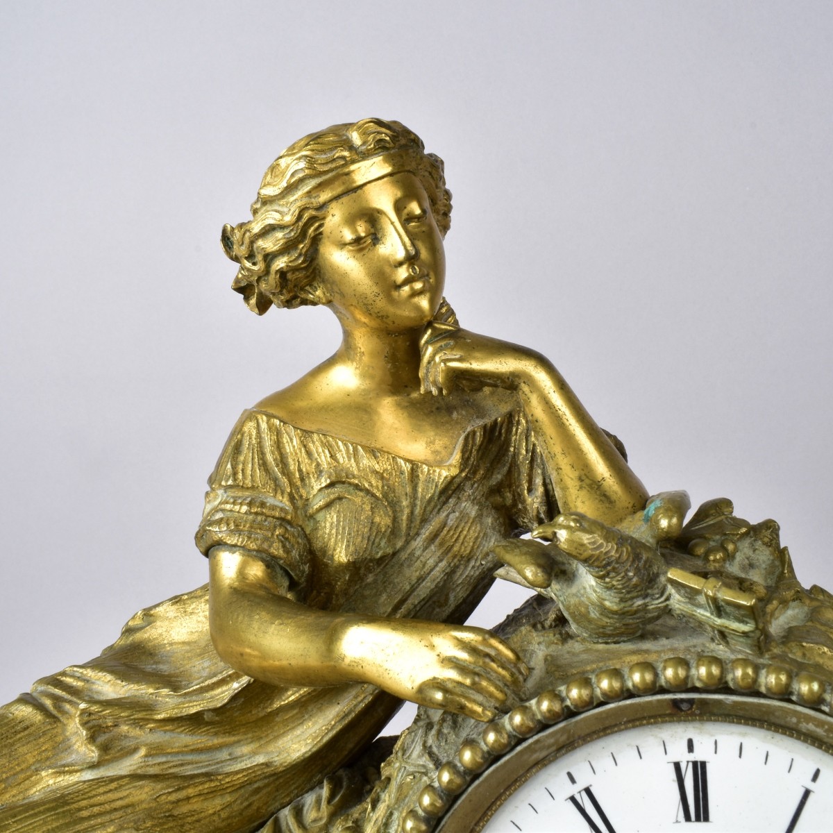 Antique Gold Gilt Spelter Mantle Clock