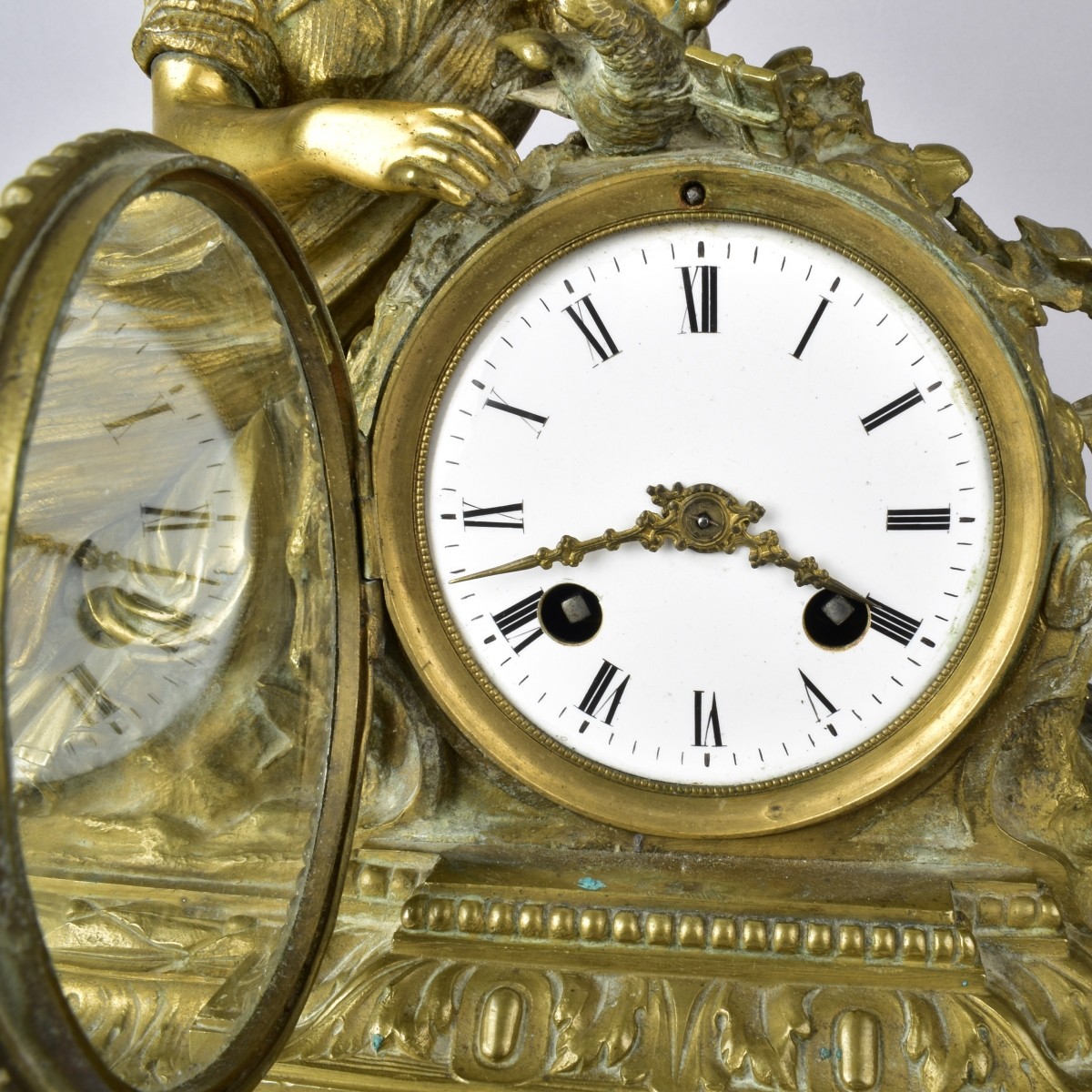 Antique Gold Gilt Spelter Mantle Clock