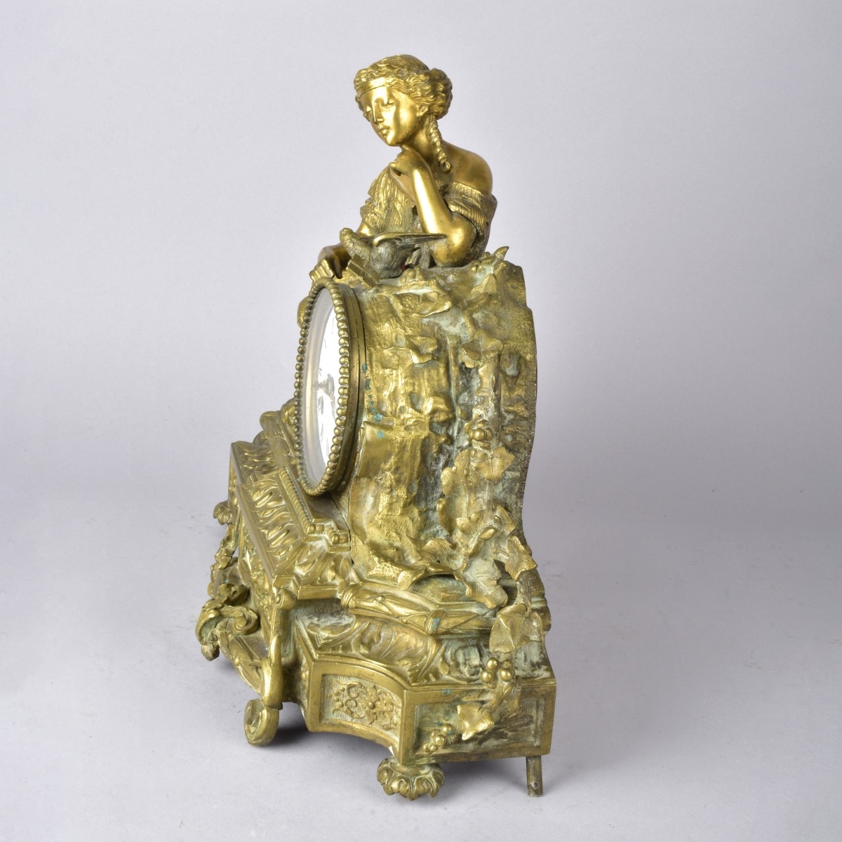 Antique Gold Gilt Spelter Mantle Clock