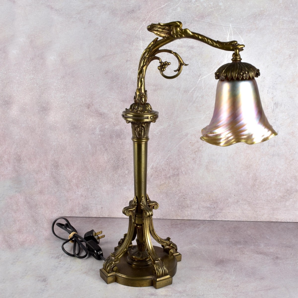 Brass and Glass Art Nouveau Lamp