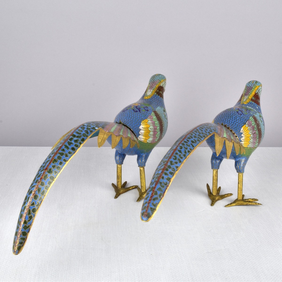 Vintage Pair of Chinese Cloisonne Birds