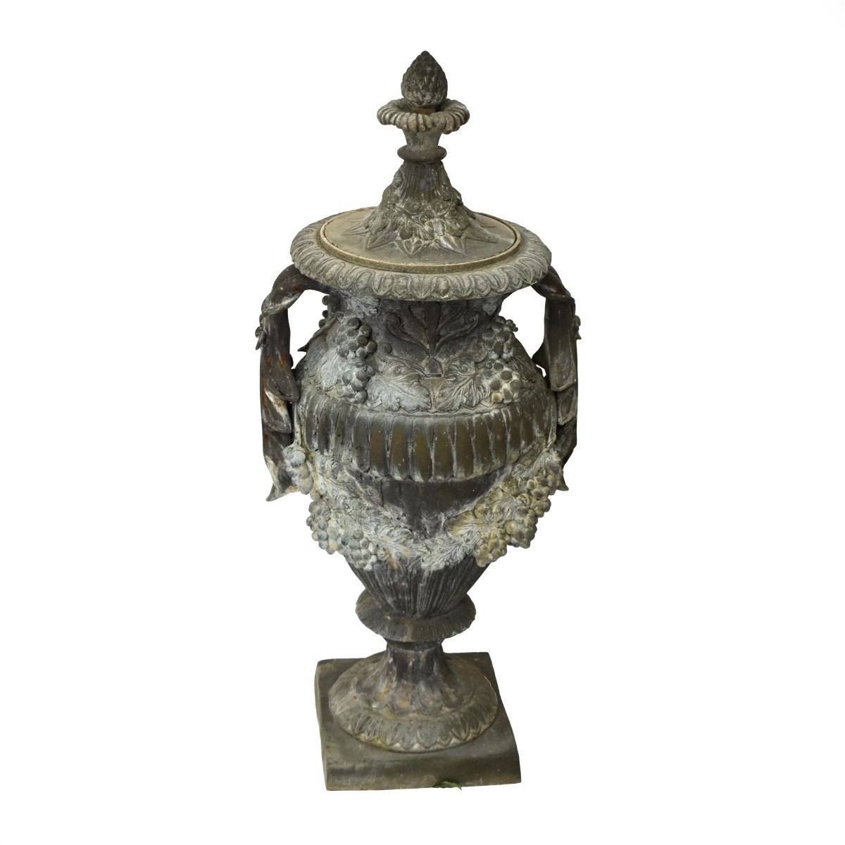 Large Outdoor Vintage Bronze Urn.