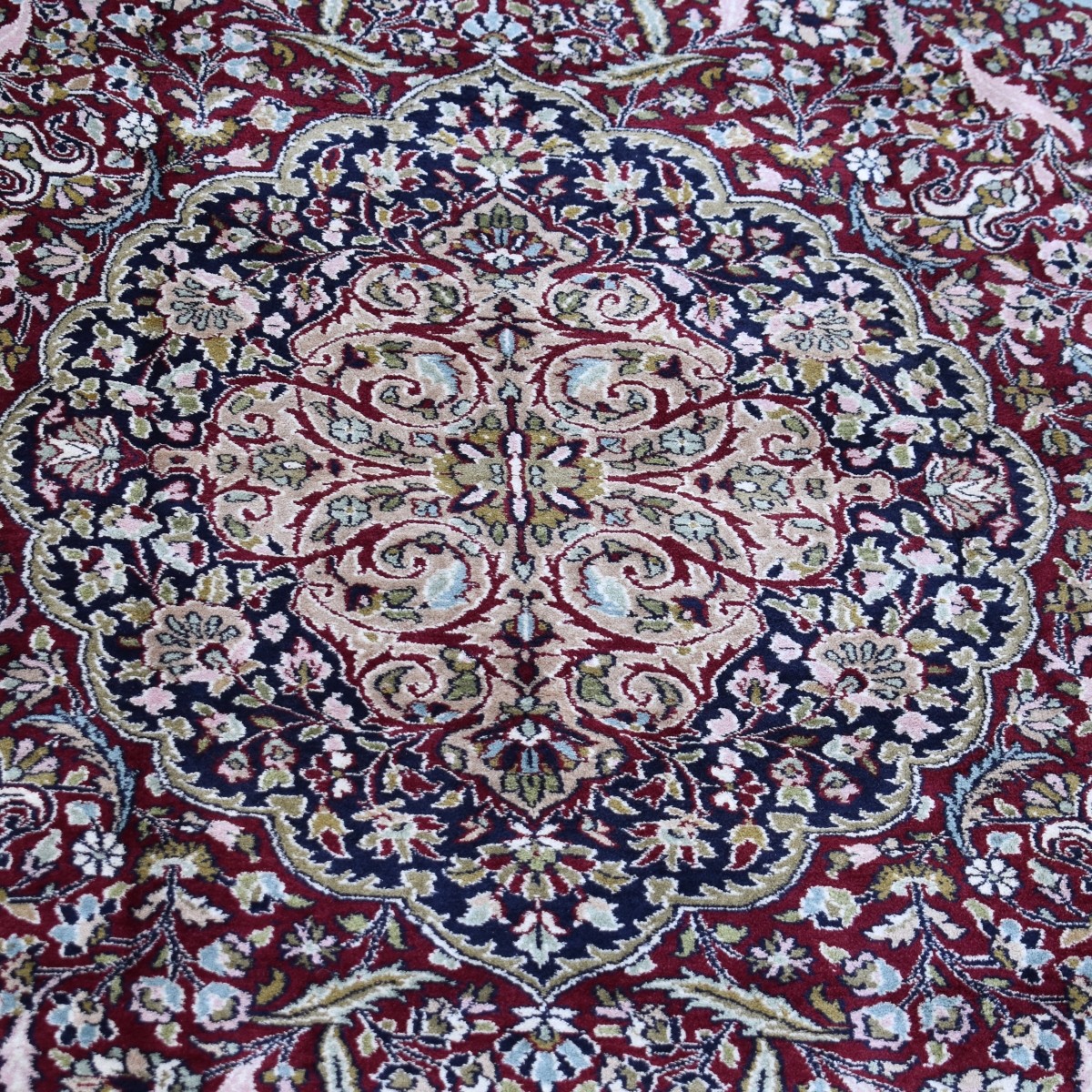 Semi-Antique Silk and Cotton Rug