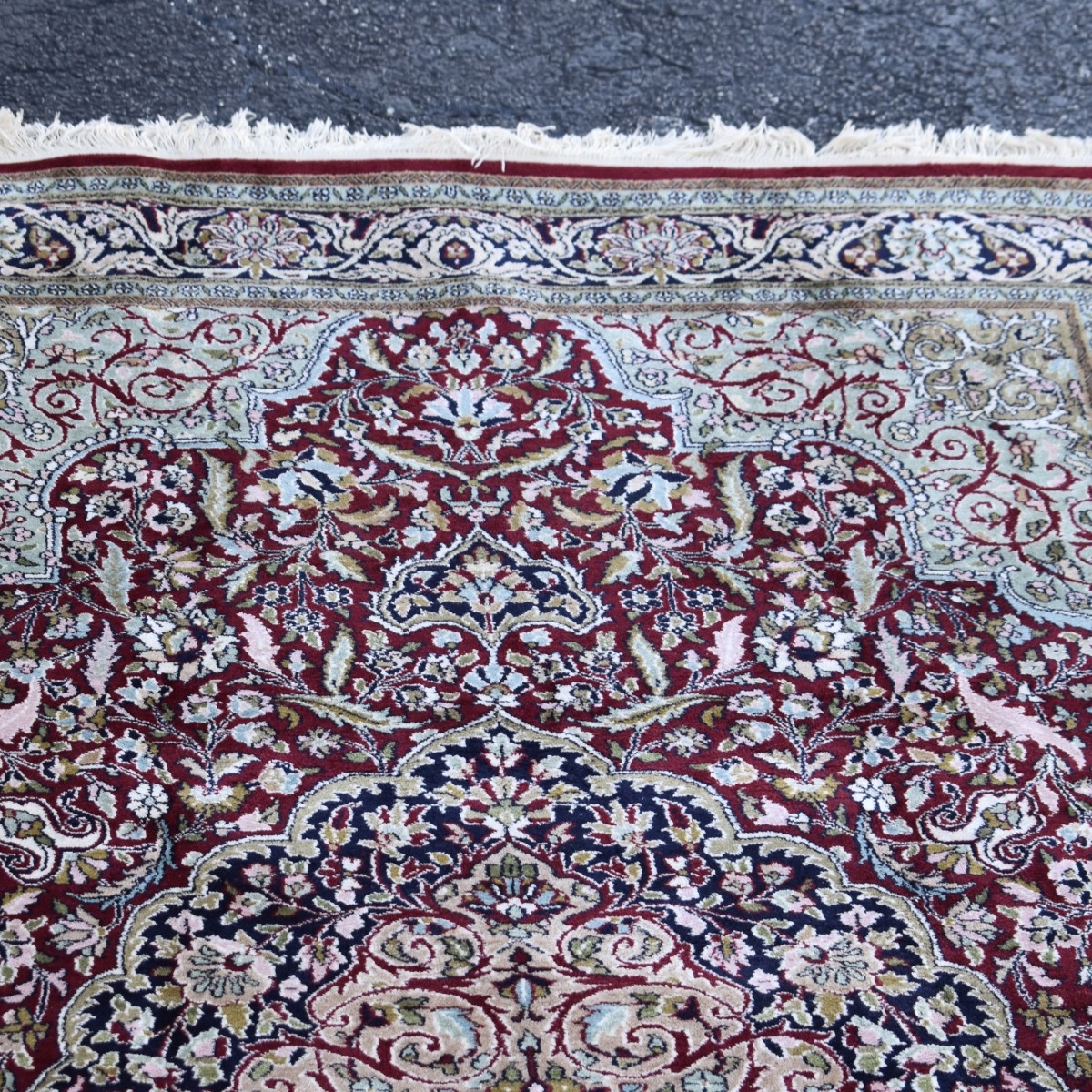 Semi-Antique Silk and Cotton Rug