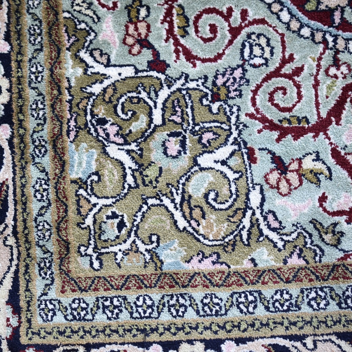 Semi-Antique Silk and Cotton Rug