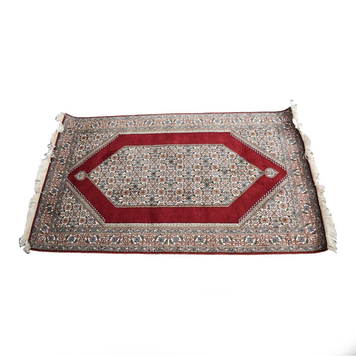 Semi-Antique Silk and Cotton Rug