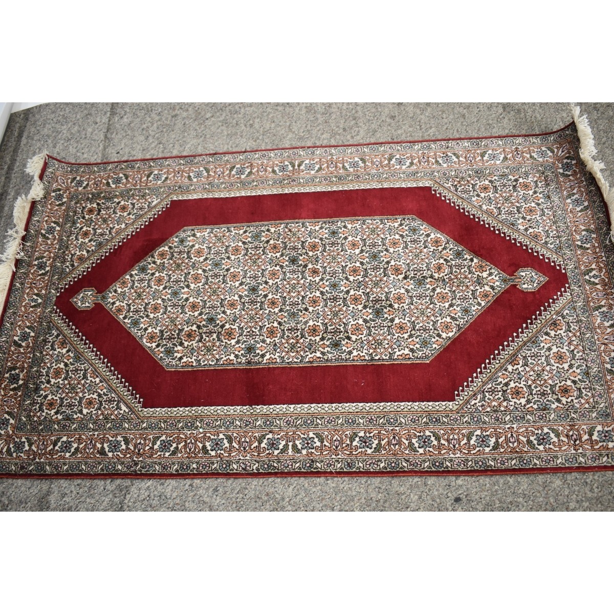 Semi-Antique Silk and Cotton Rug