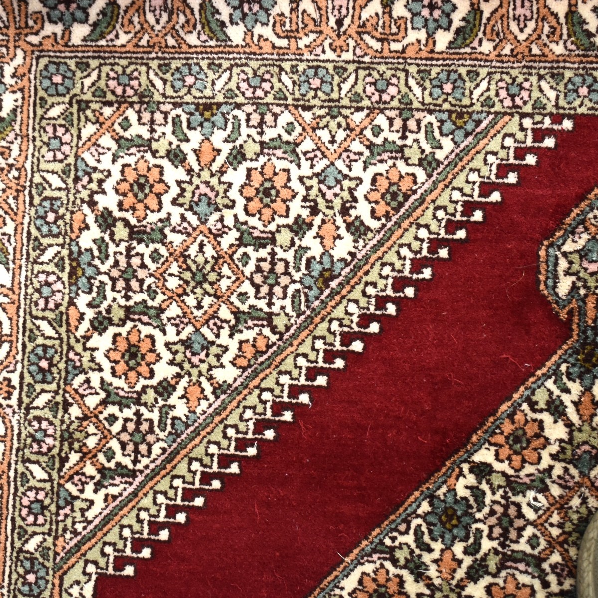 Semi-Antique Silk and Cotton Rug