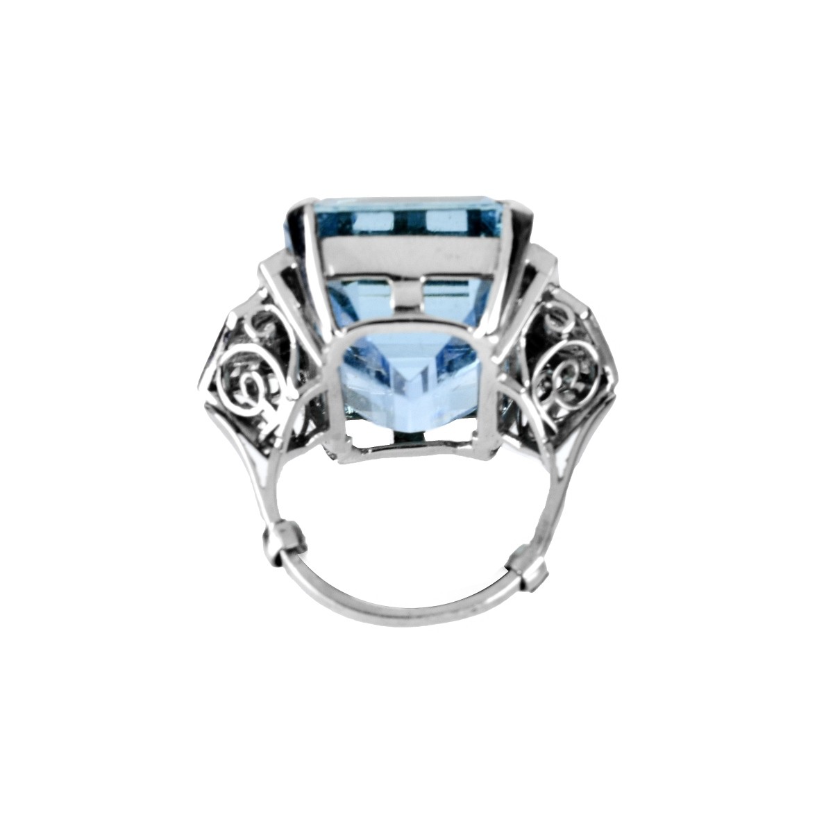 Aquamarine, Diamond and Platinum Ring