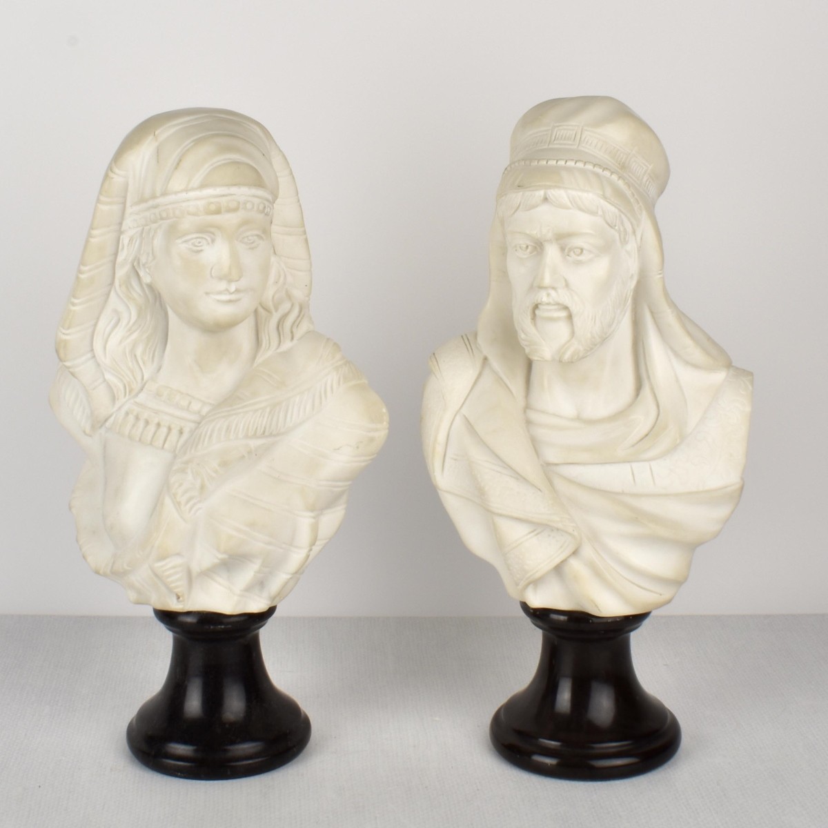 Vintage Pair of Reconstituted Marble Busts