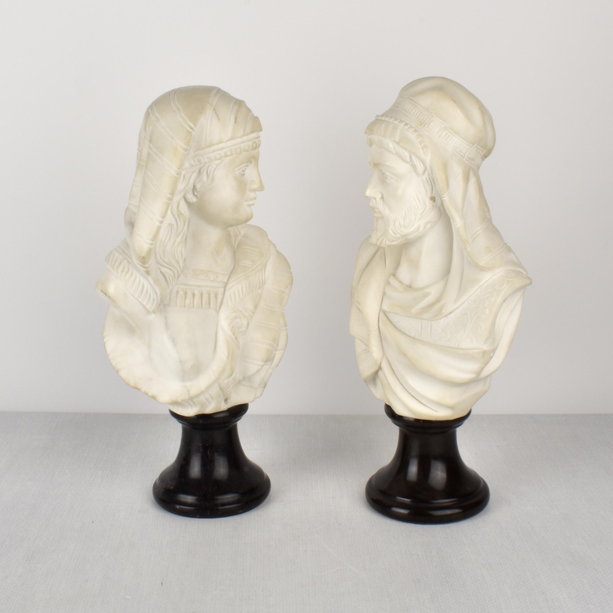 Vintage Pair of Reconstituted Marble Busts