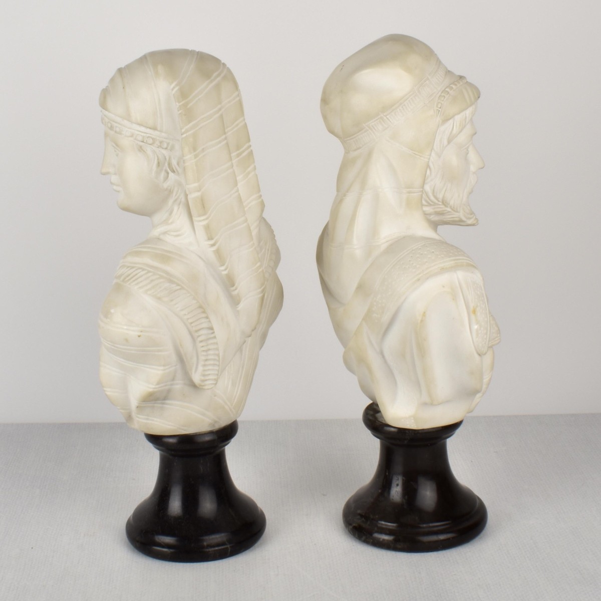 Vintage Pair of Reconstituted Marble Busts