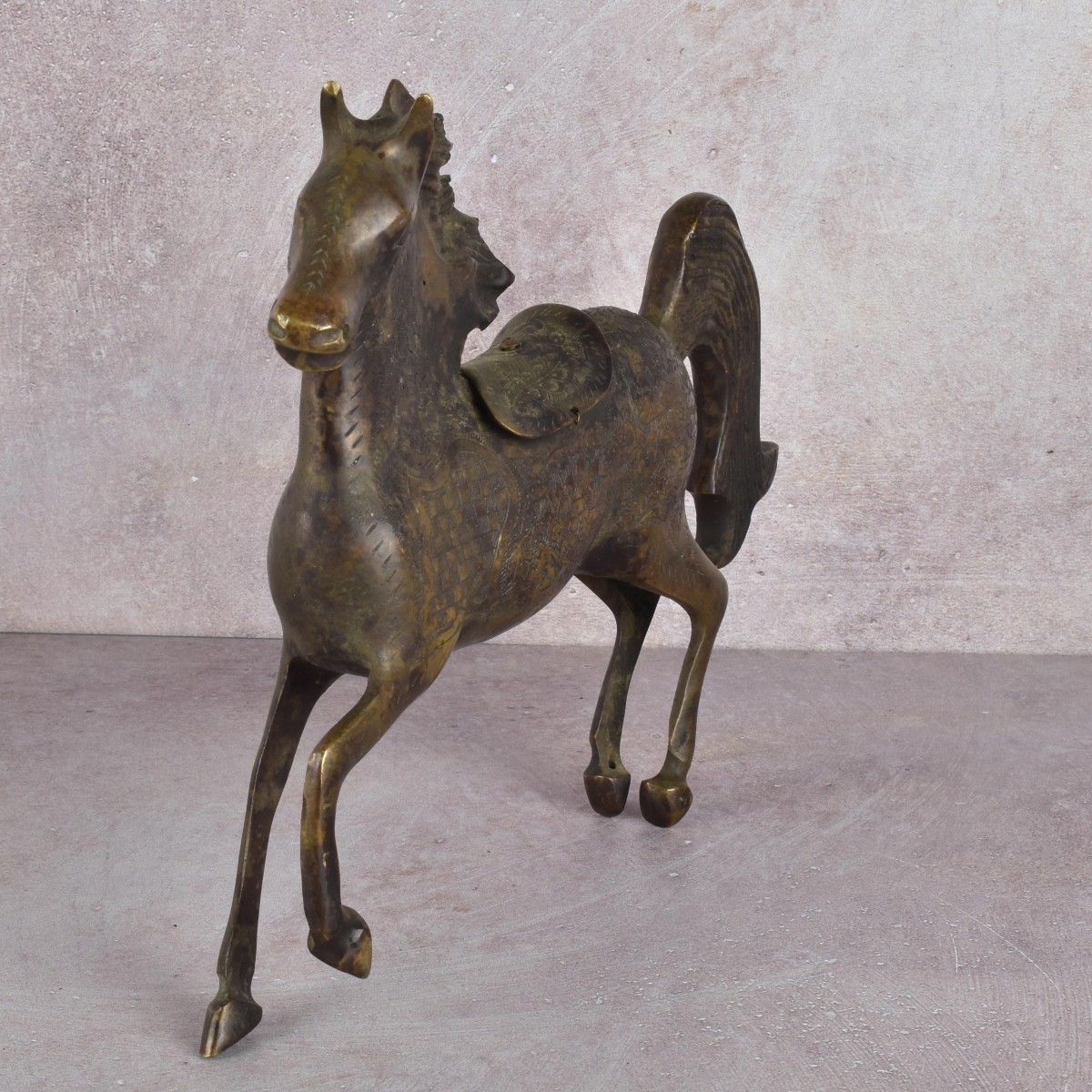 Antique Persian Sculpture of a Galloping Horse