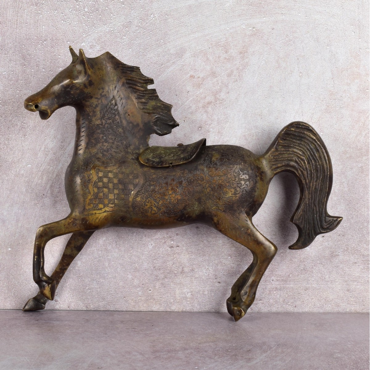 Antique Persian Sculpture of a Galloping Horse