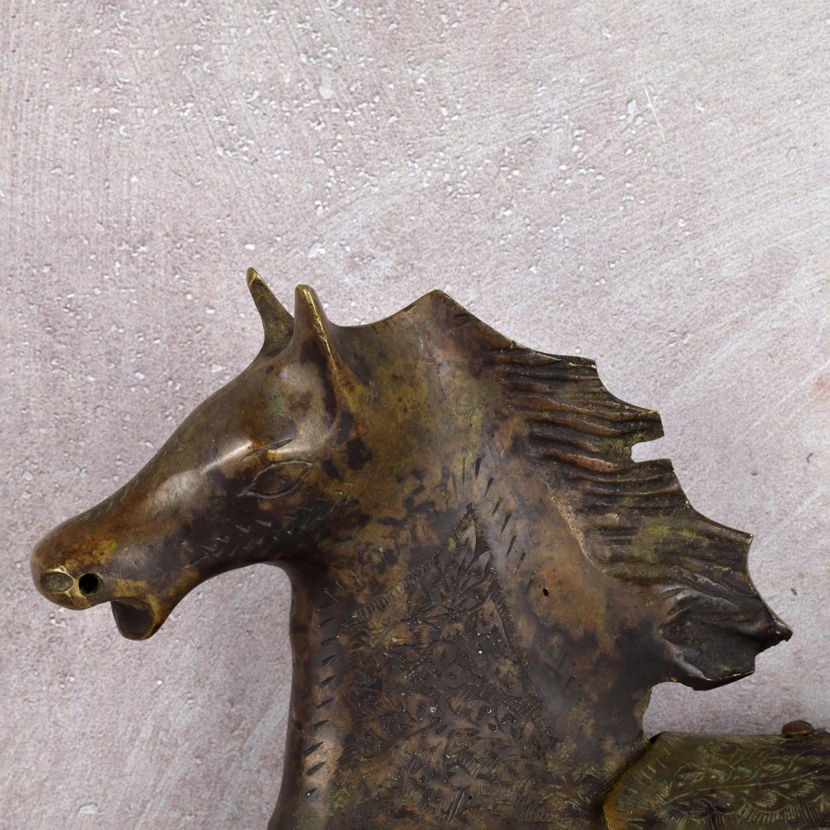 Antique Persian Sculpture of a Galloping Horse