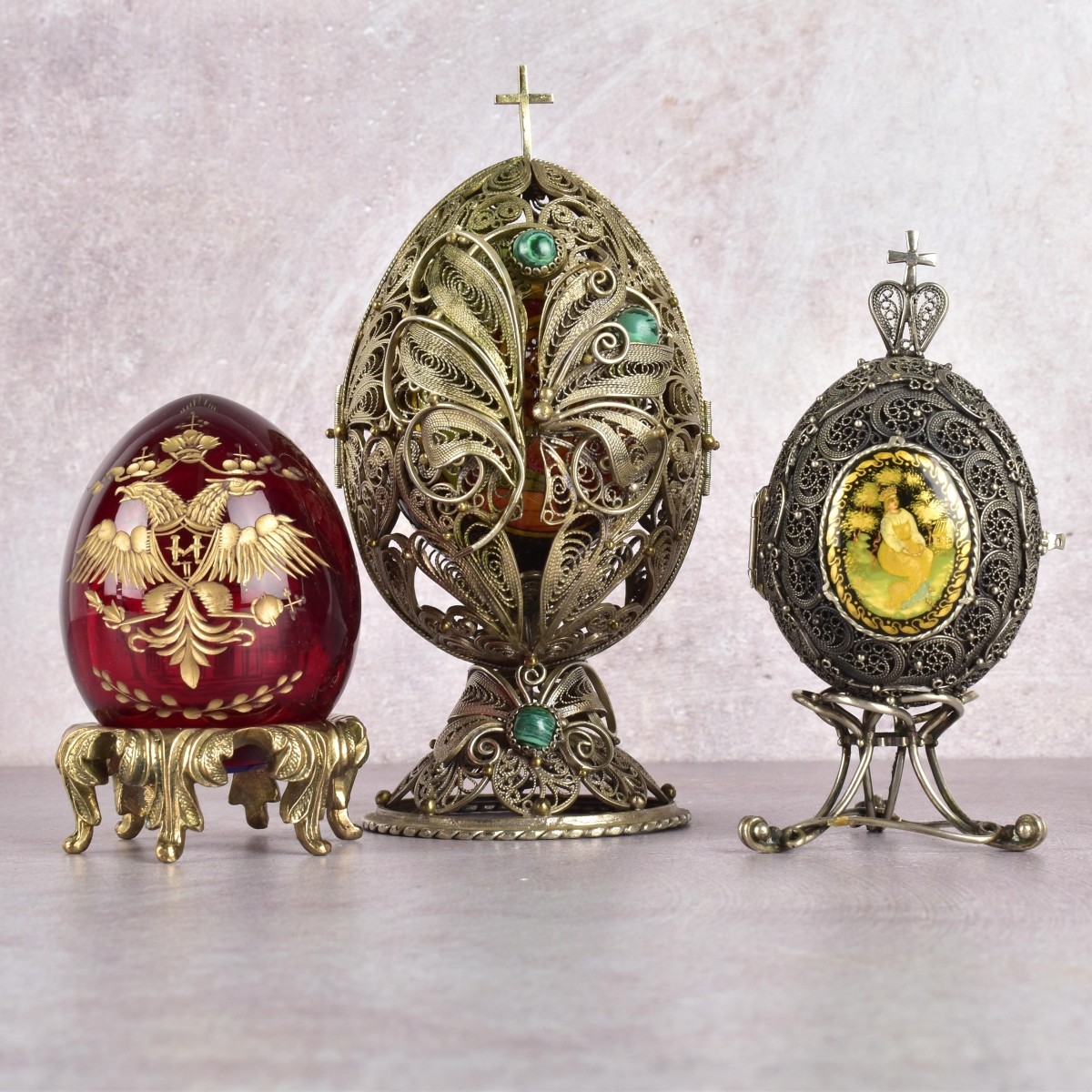 Three (3) Vintage Russian Eggs