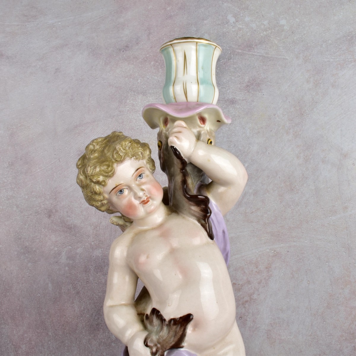 Meissen Style Cherub Candlestick