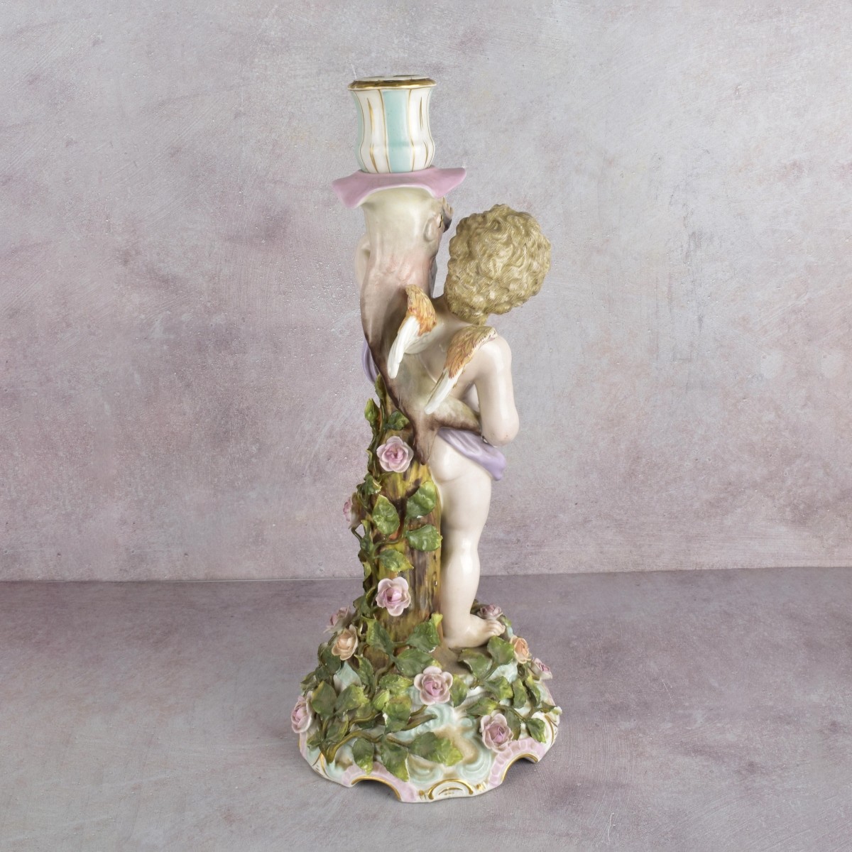 Meissen Style Cherub Candlestick