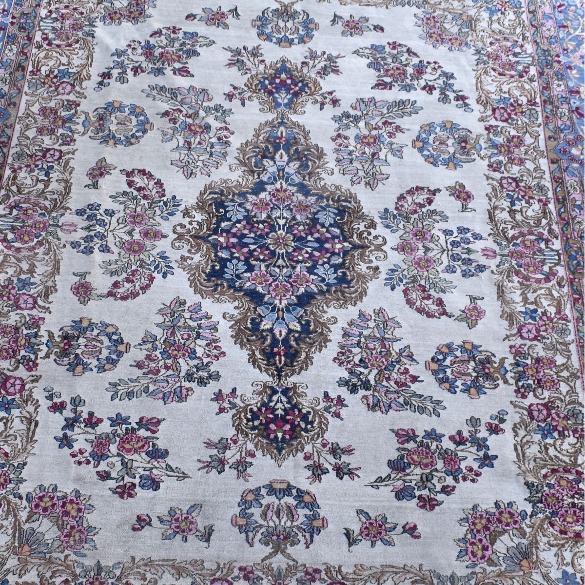 Semi-Antique Persian Lavar Kerman Rug