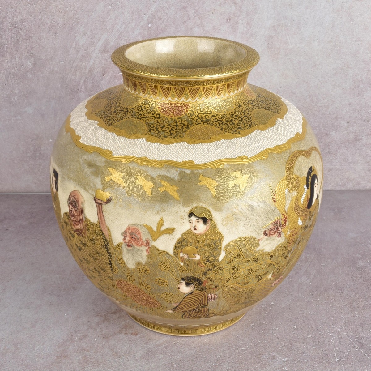 Baishun Satsuma Japanese Ceramic Jar