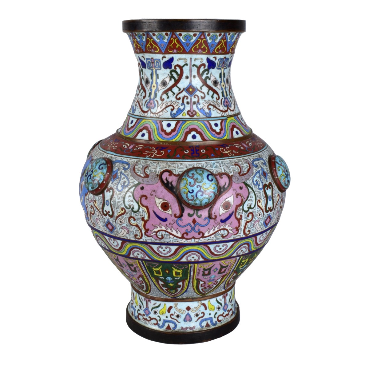 Large 19C Chinese Cloisonne Enamel Vase