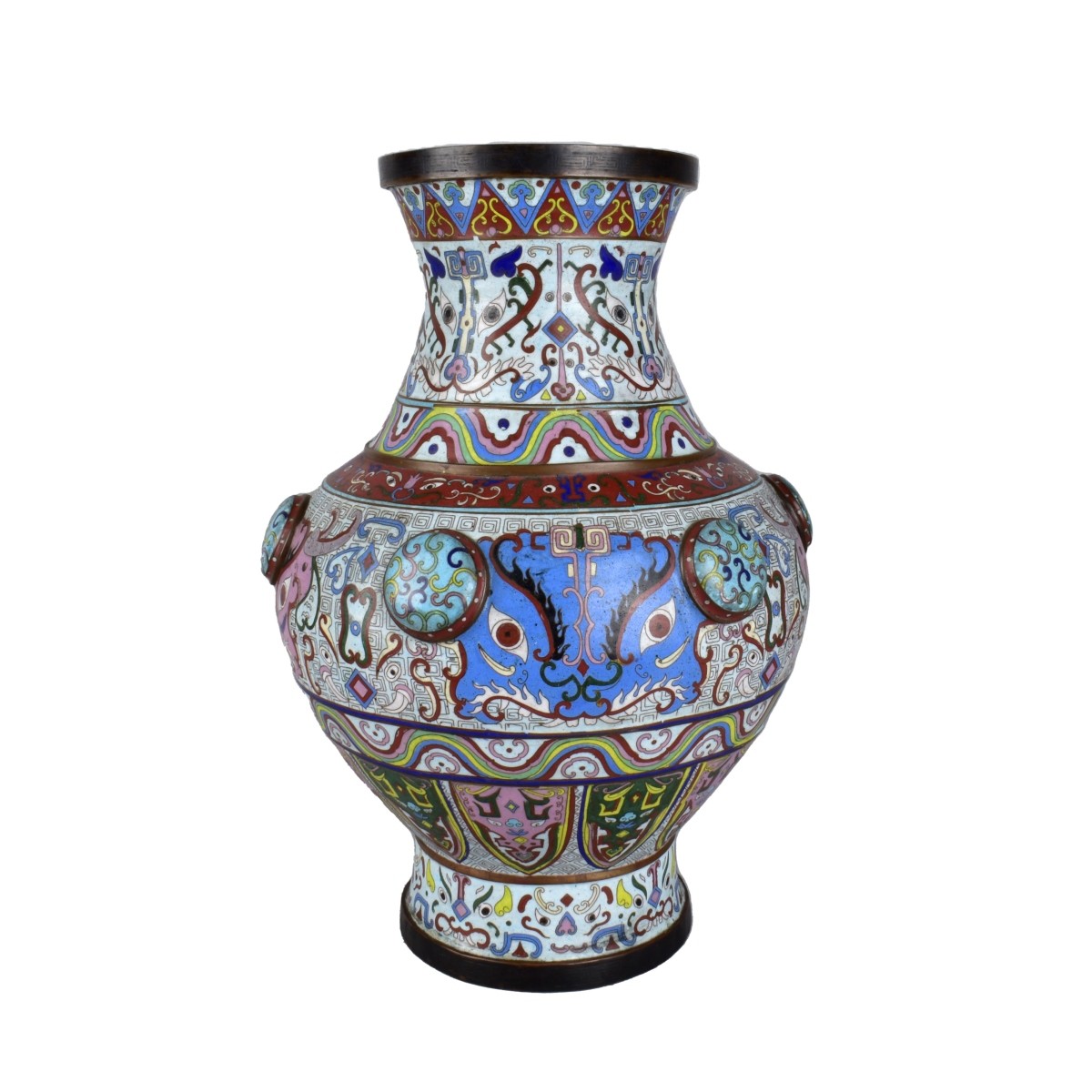 Large 19C Chinese Cloisonne Enamel Vase