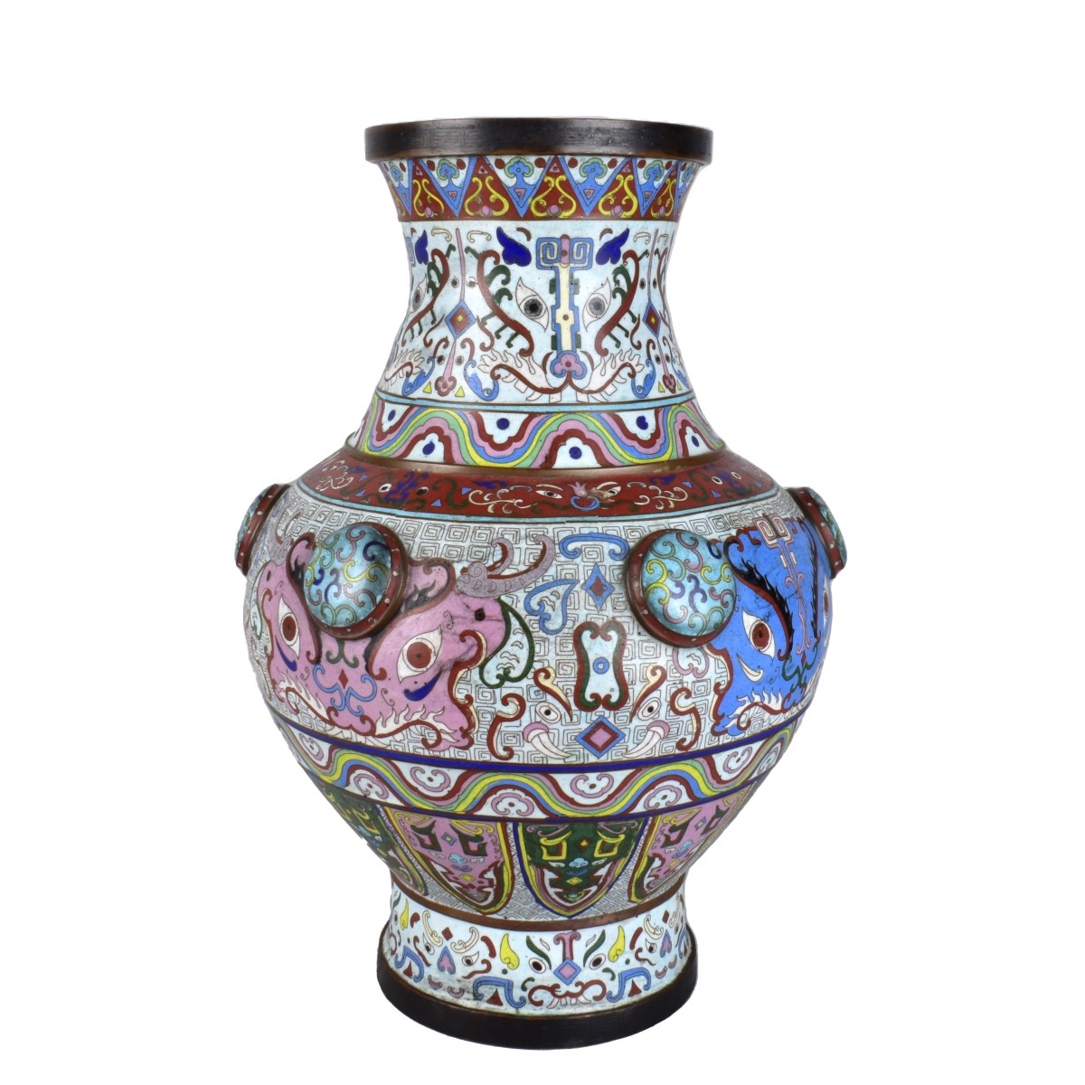 Large 19C Chinese Cloisonne Enamel Vase