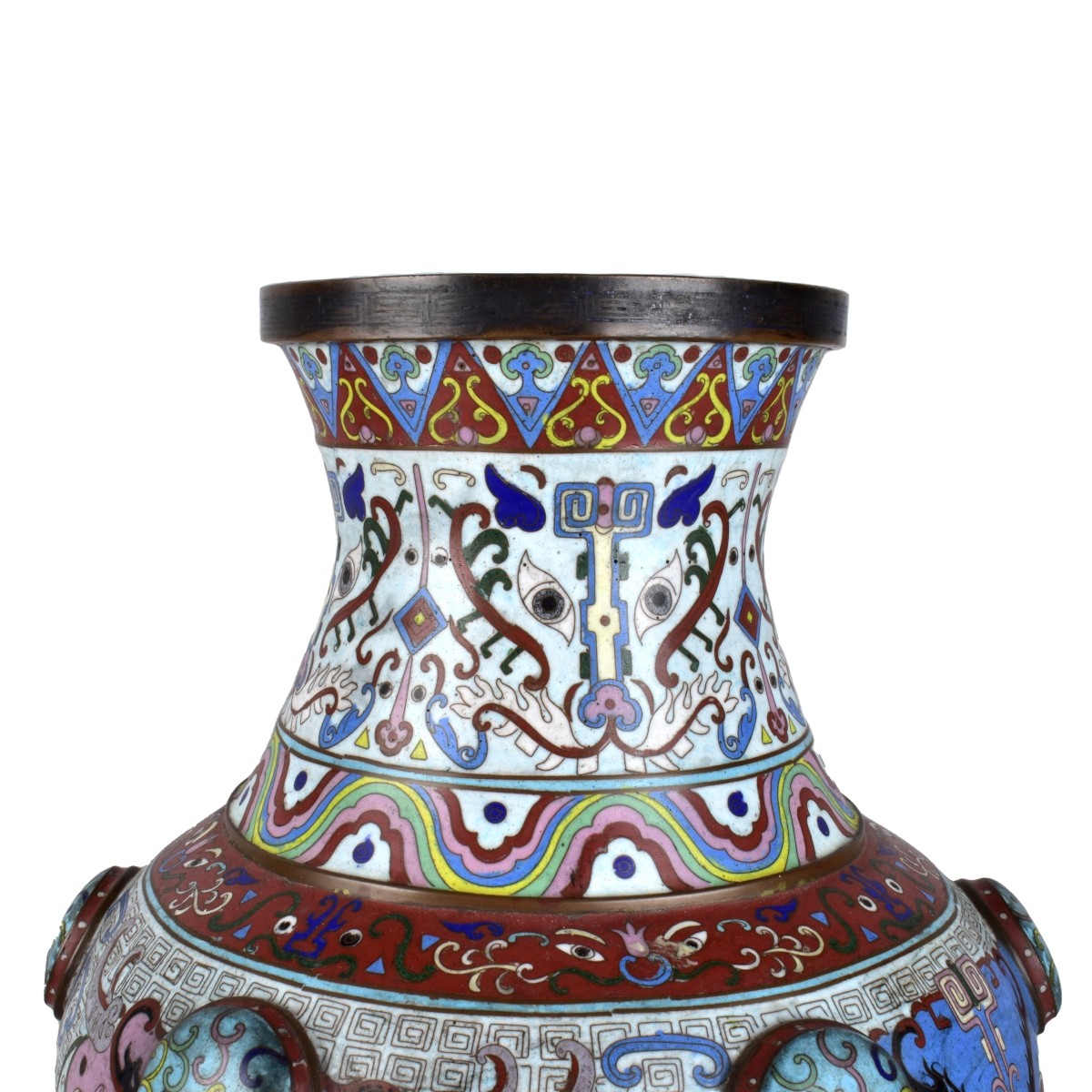 Large 19C Chinese Cloisonne Enamel Vase