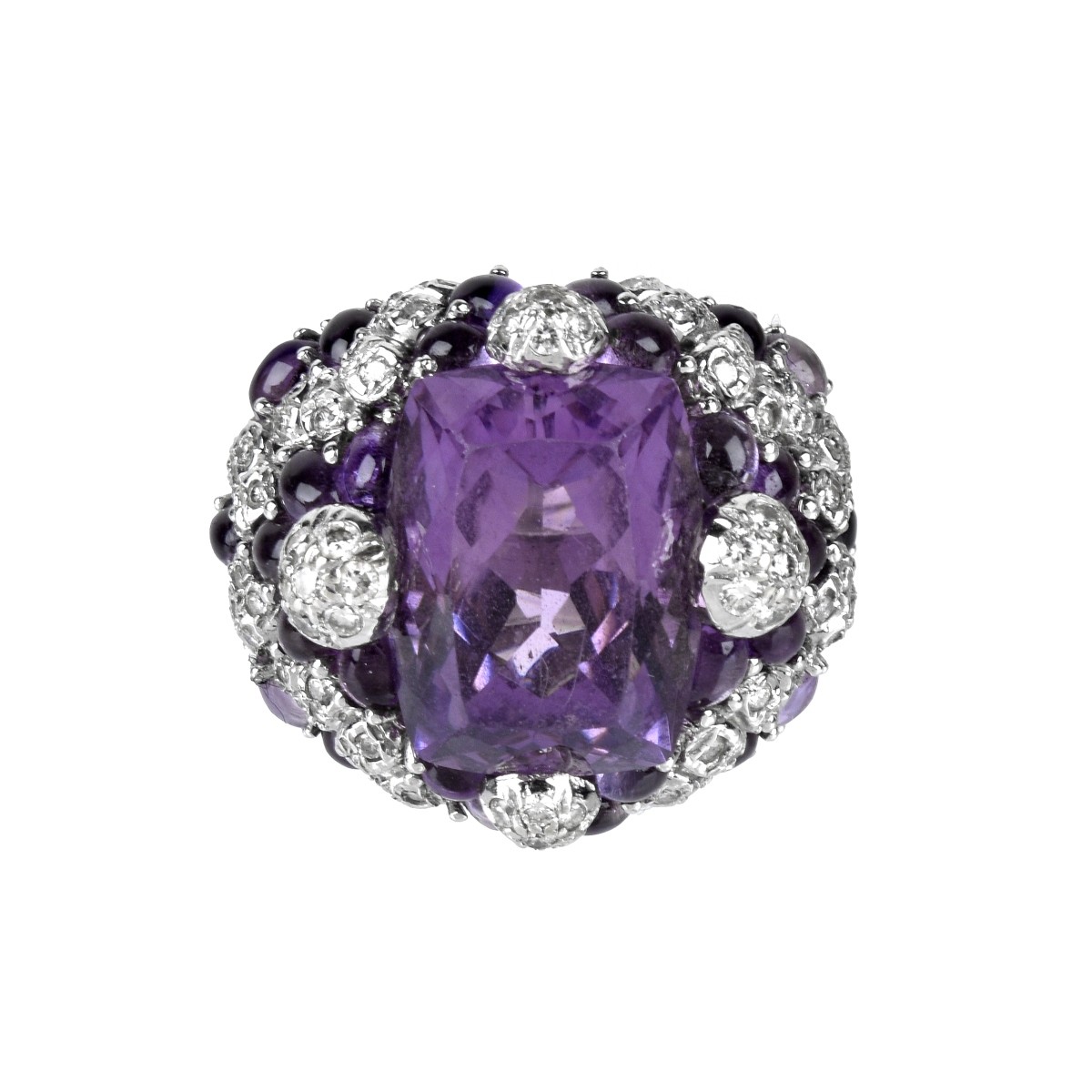 Amethyst, Diamond and 18K Ring