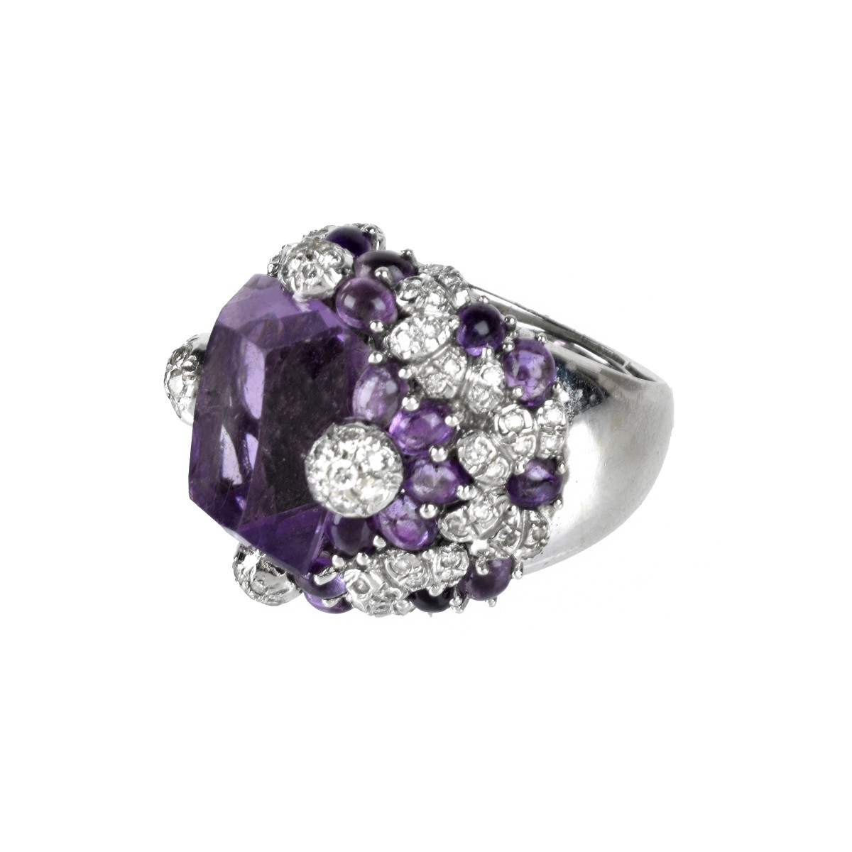 Amethyst, Diamond and 18K Ring