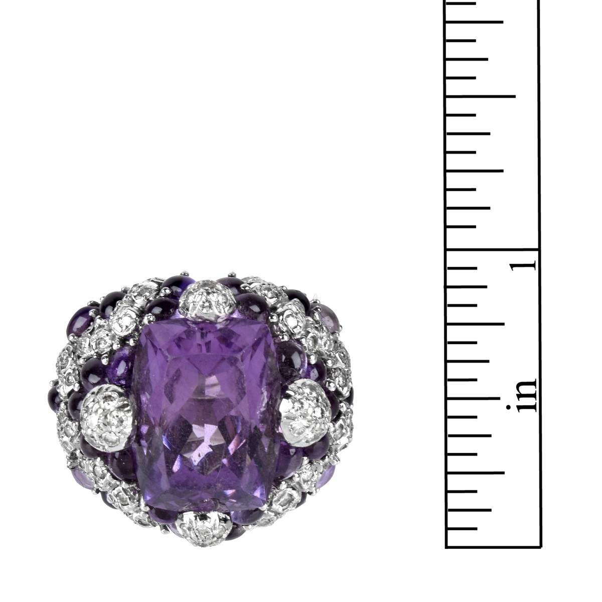 Amethyst, Diamond and 18K Ring