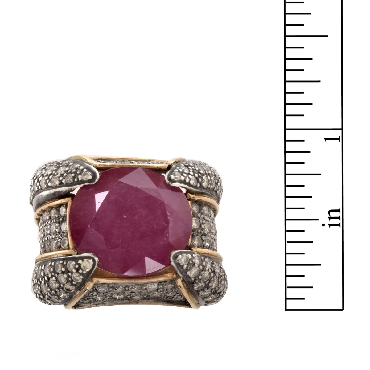 Ruby, Diamond, 14K and Silver Ring