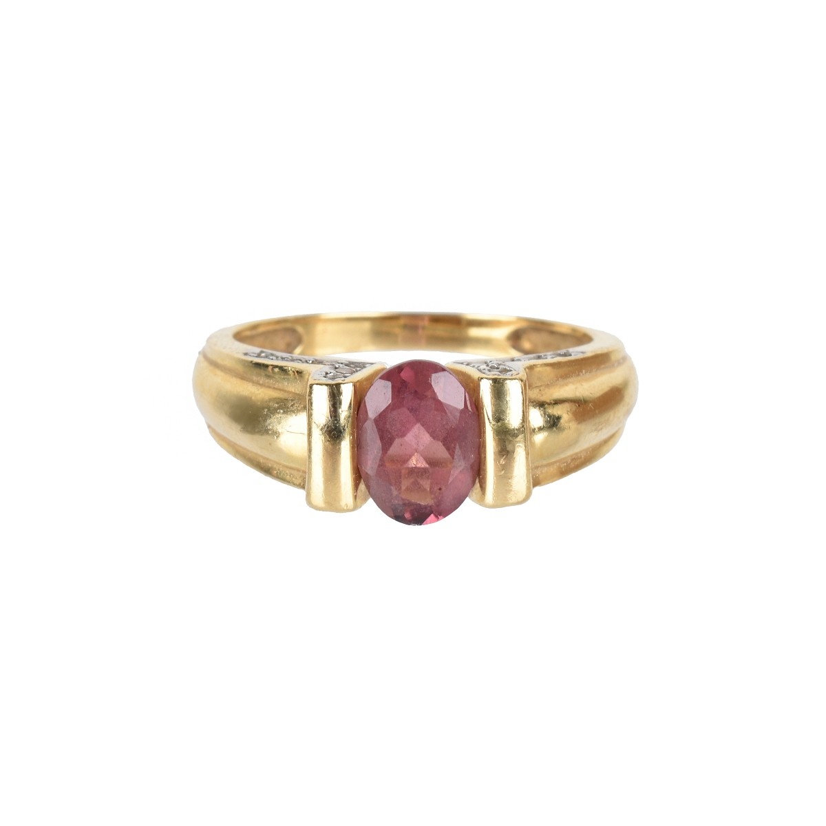 Tourmaline, Diamond and 14K Ring