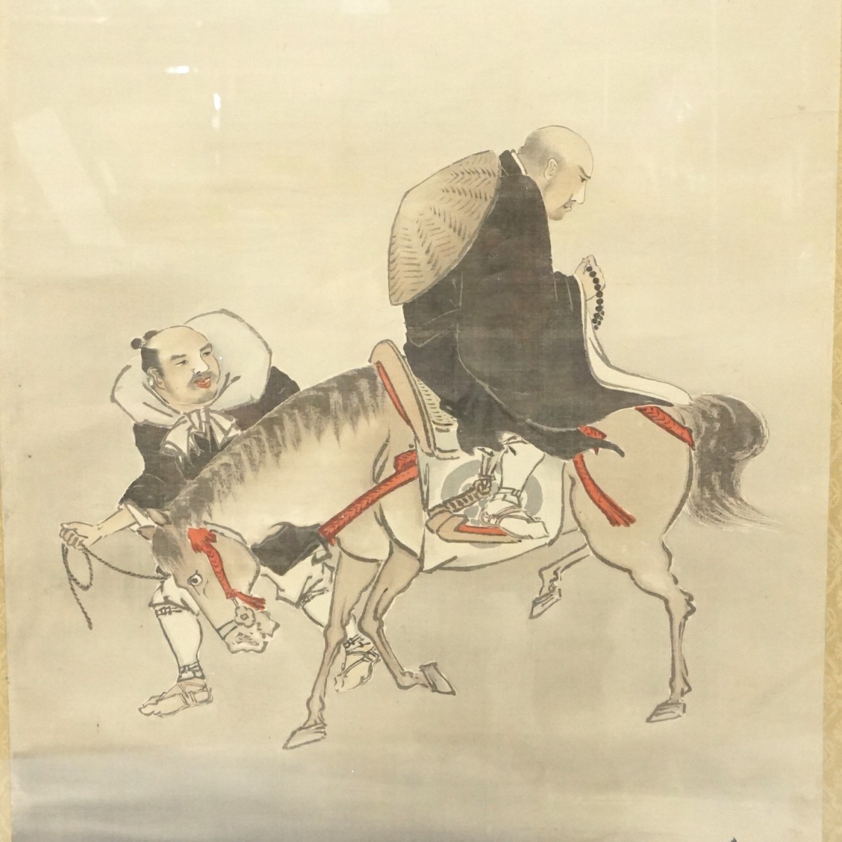 Circa 1800s Chinese Scroll Painting in shadowbox