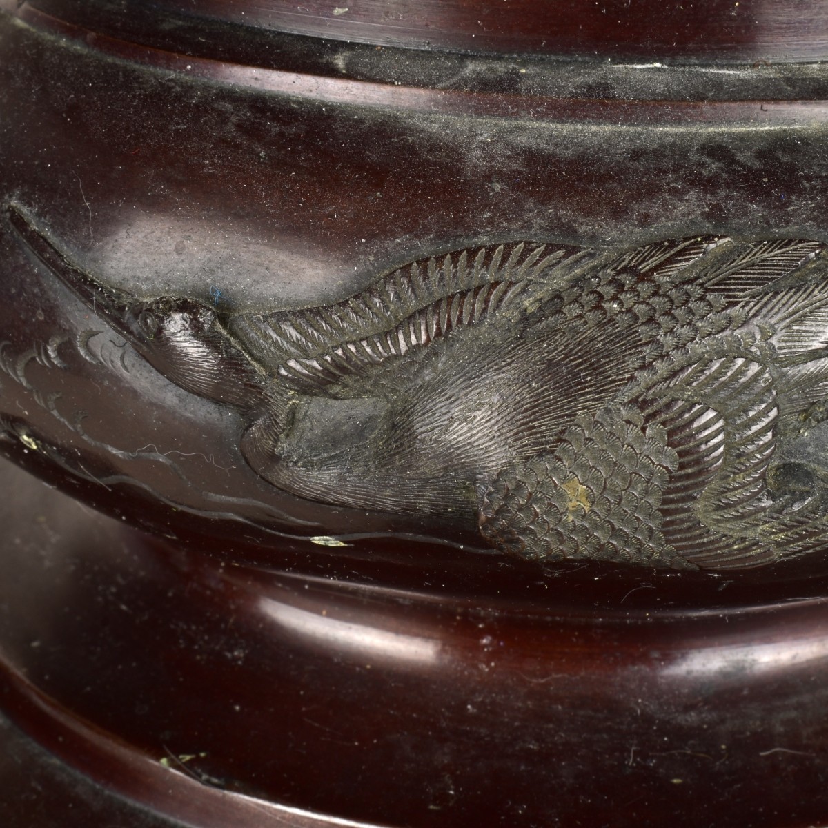 Lg Japanese Meiji Era Covered Bronze Urn