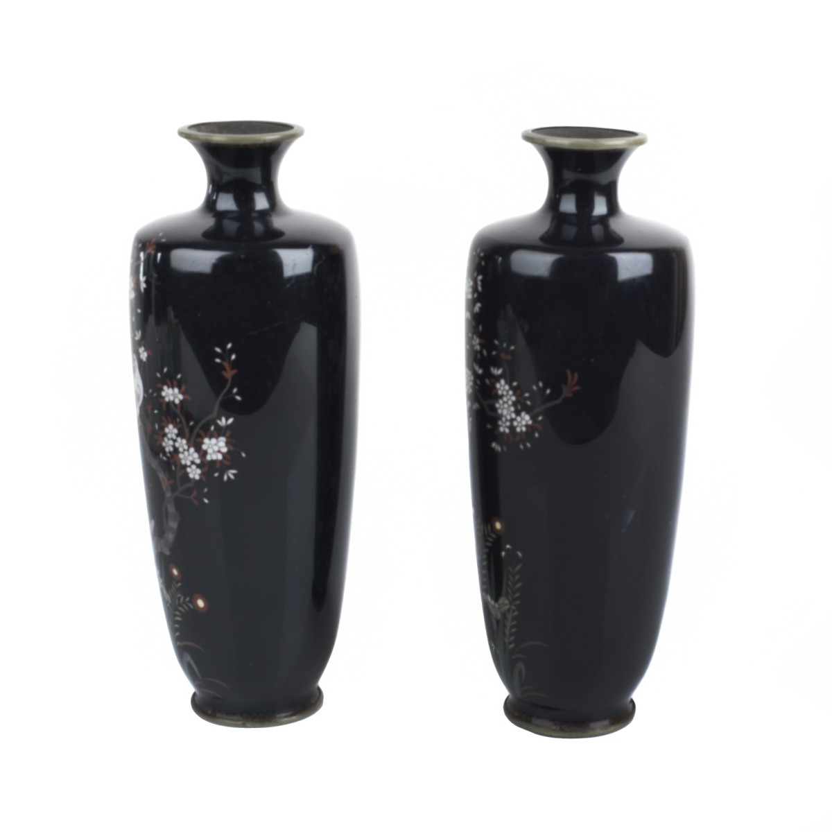 Pr Meiji Japanese Cloisonne Enamel Vases