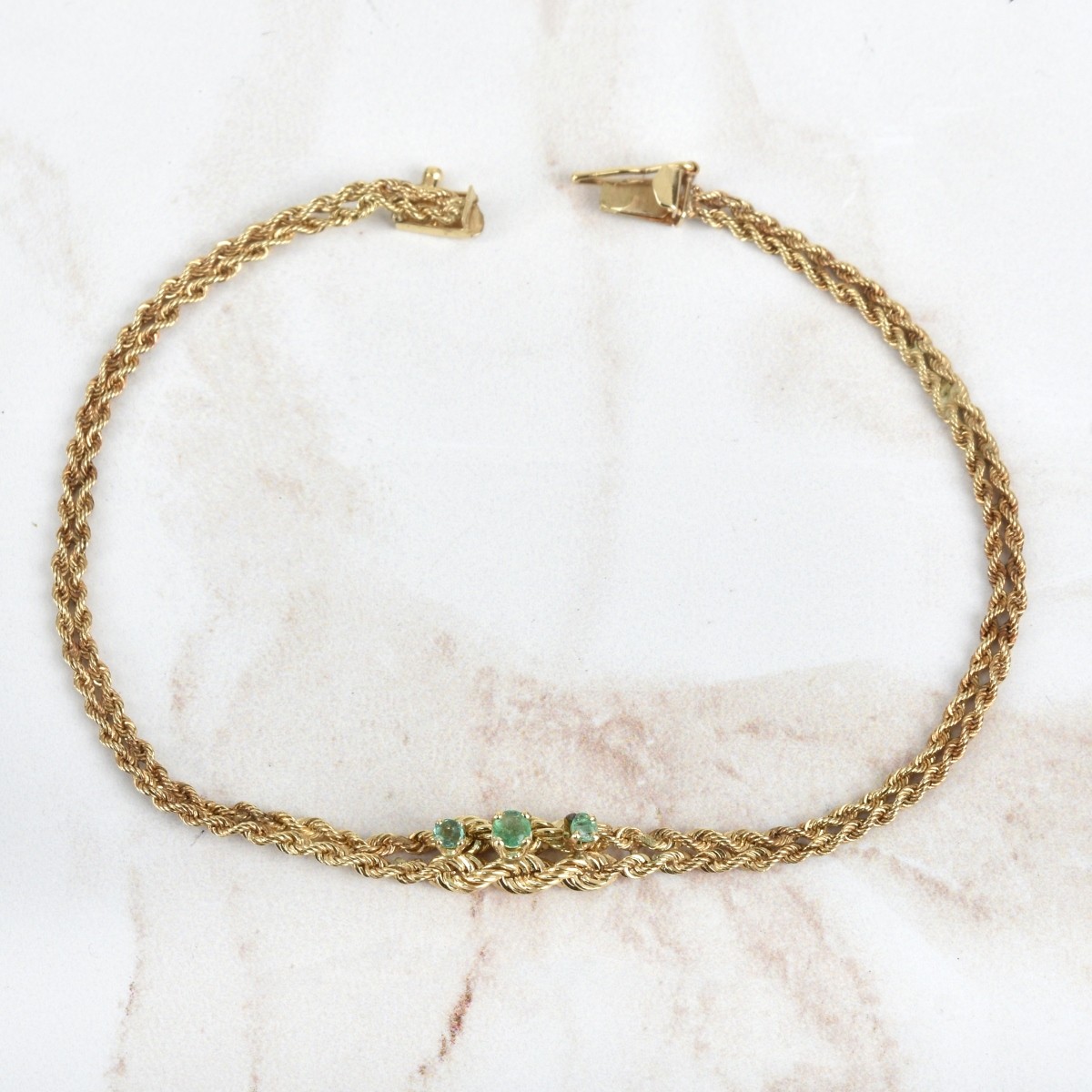 Emerald and 14K Bracelet