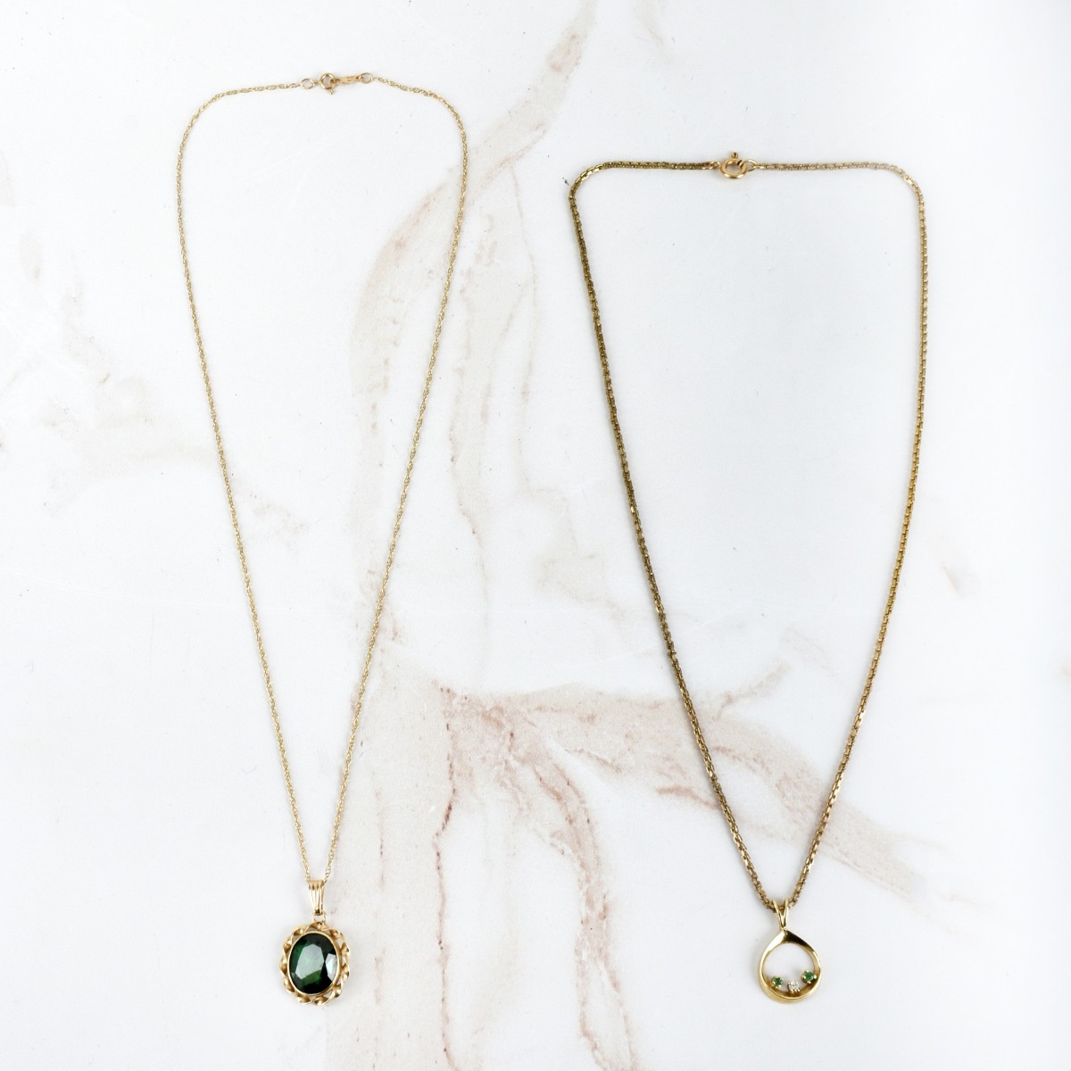 Gemstone and 14K Necklaces