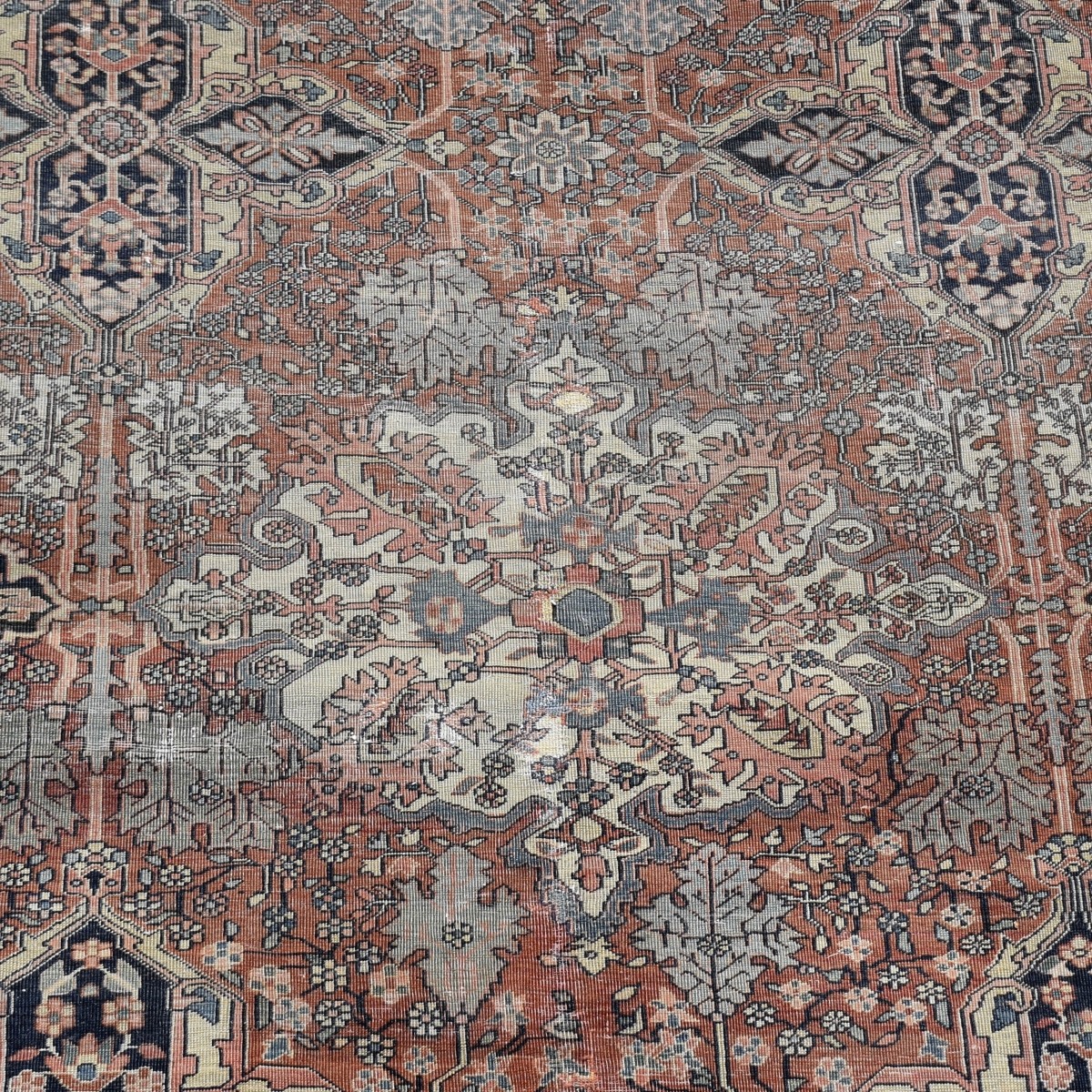 Antique Persian Heriz Wool Rug