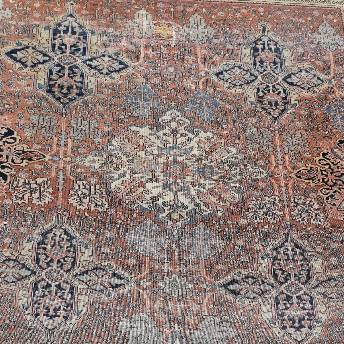 Antique Persian Heriz Wool Rug