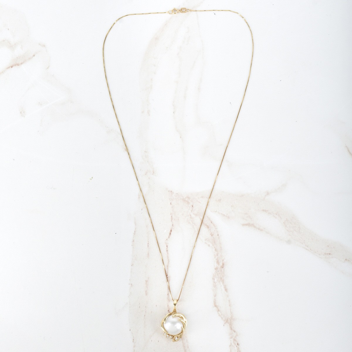 Pearl, Diamond and 14K Necklace