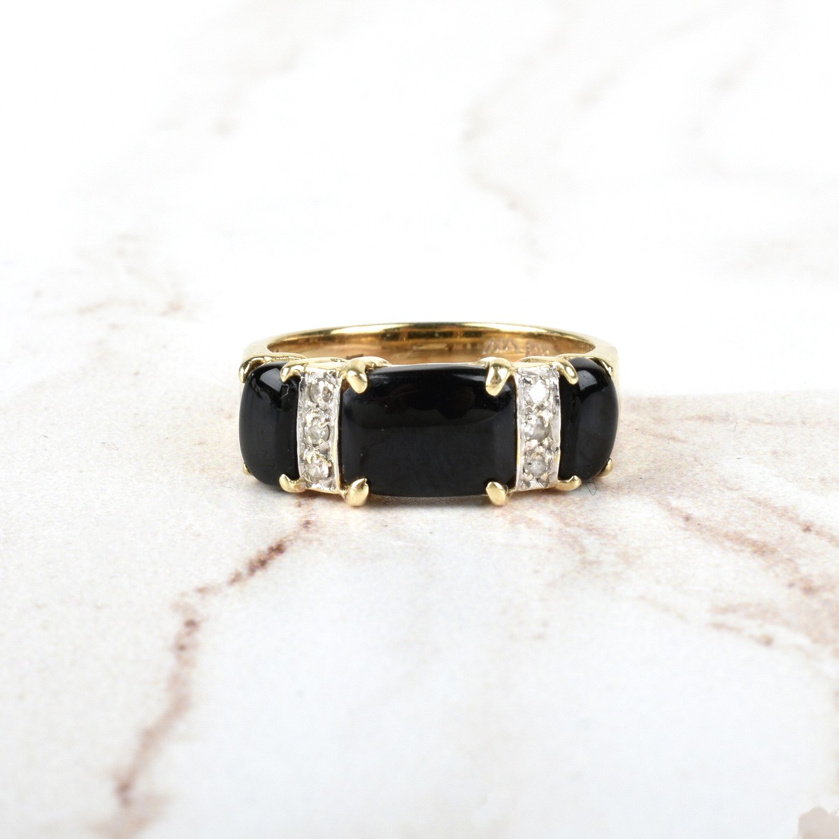 Onyx, Diamond and 14K Ring