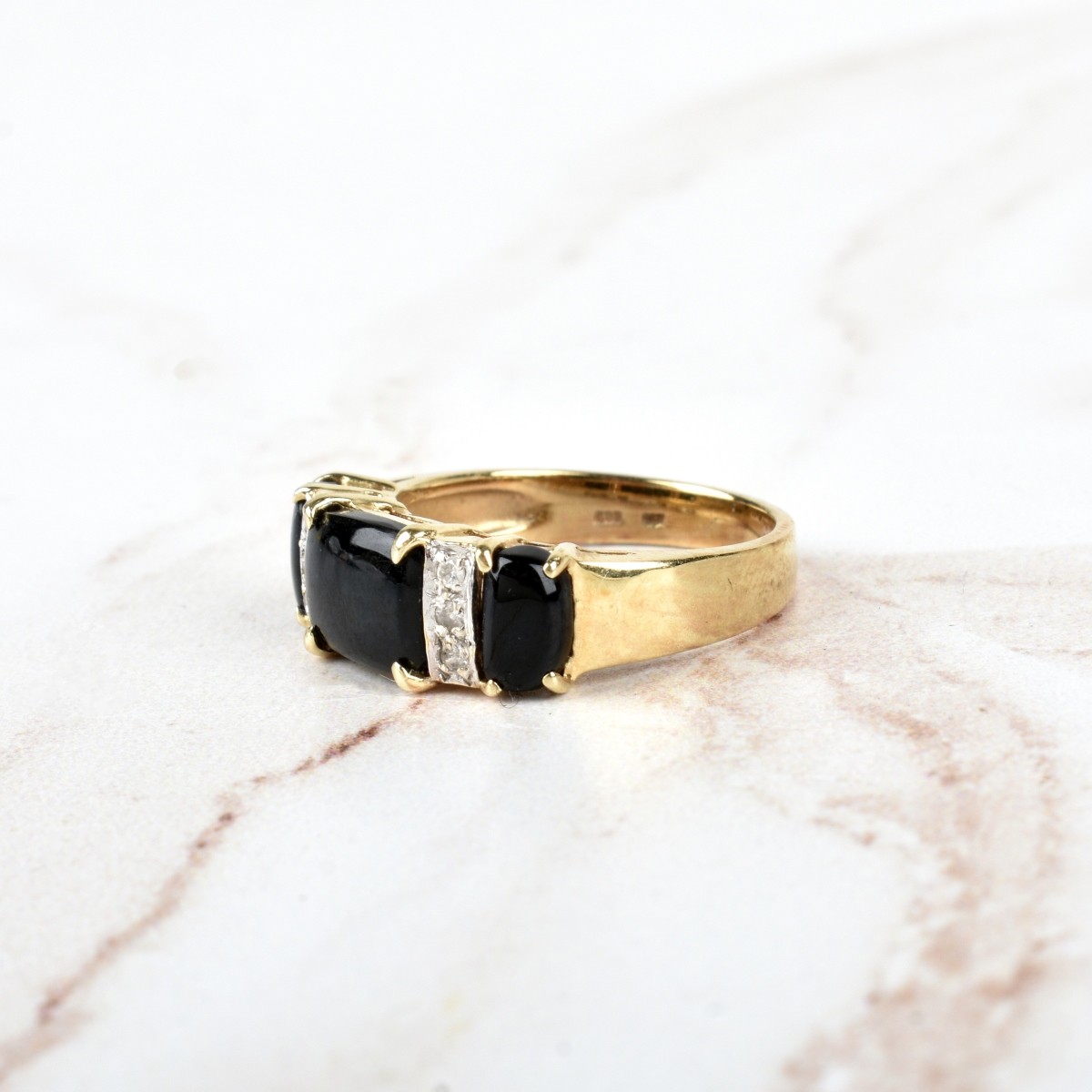 Onyx, Diamond and 14K Ring