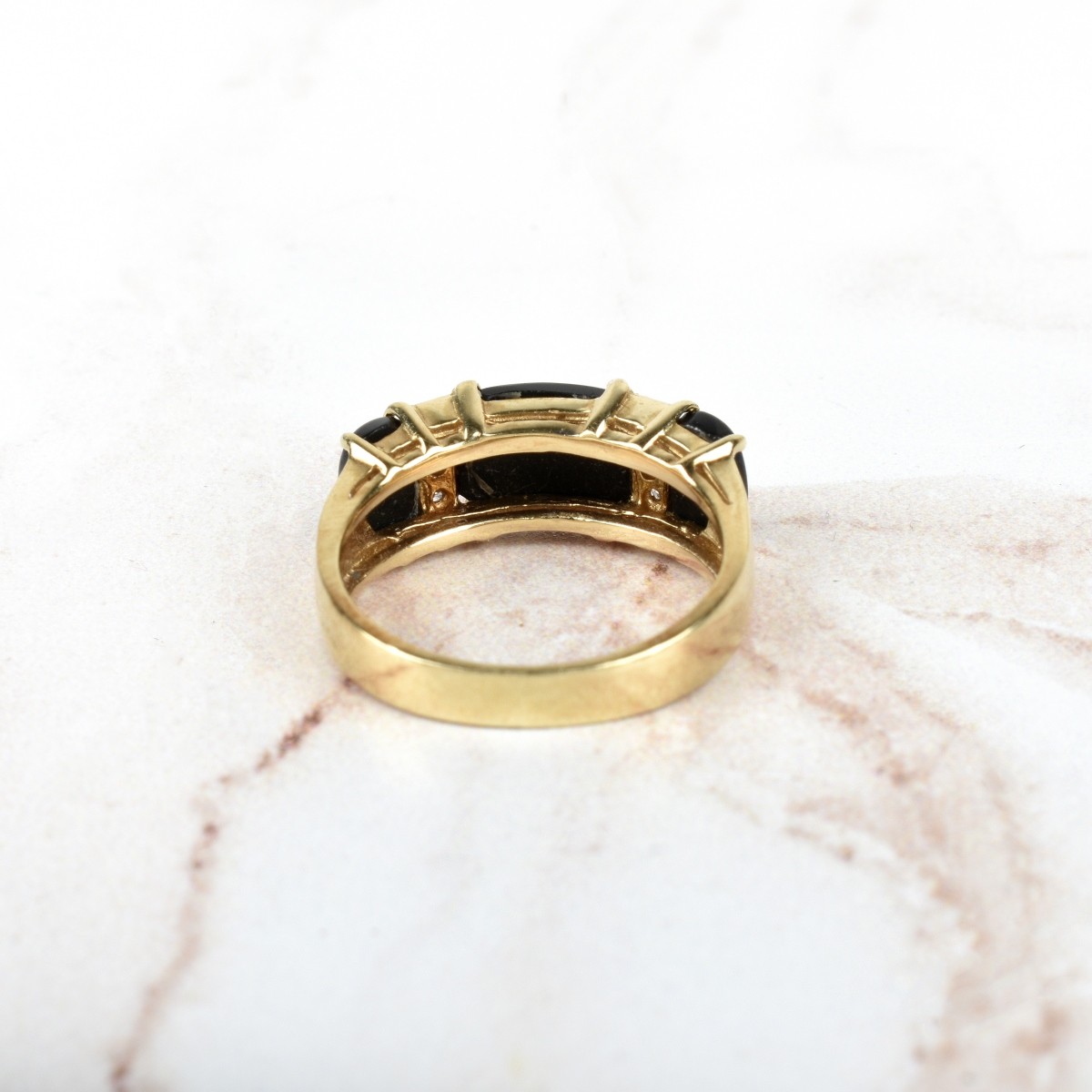 Onyx, Diamond and 14K Ring