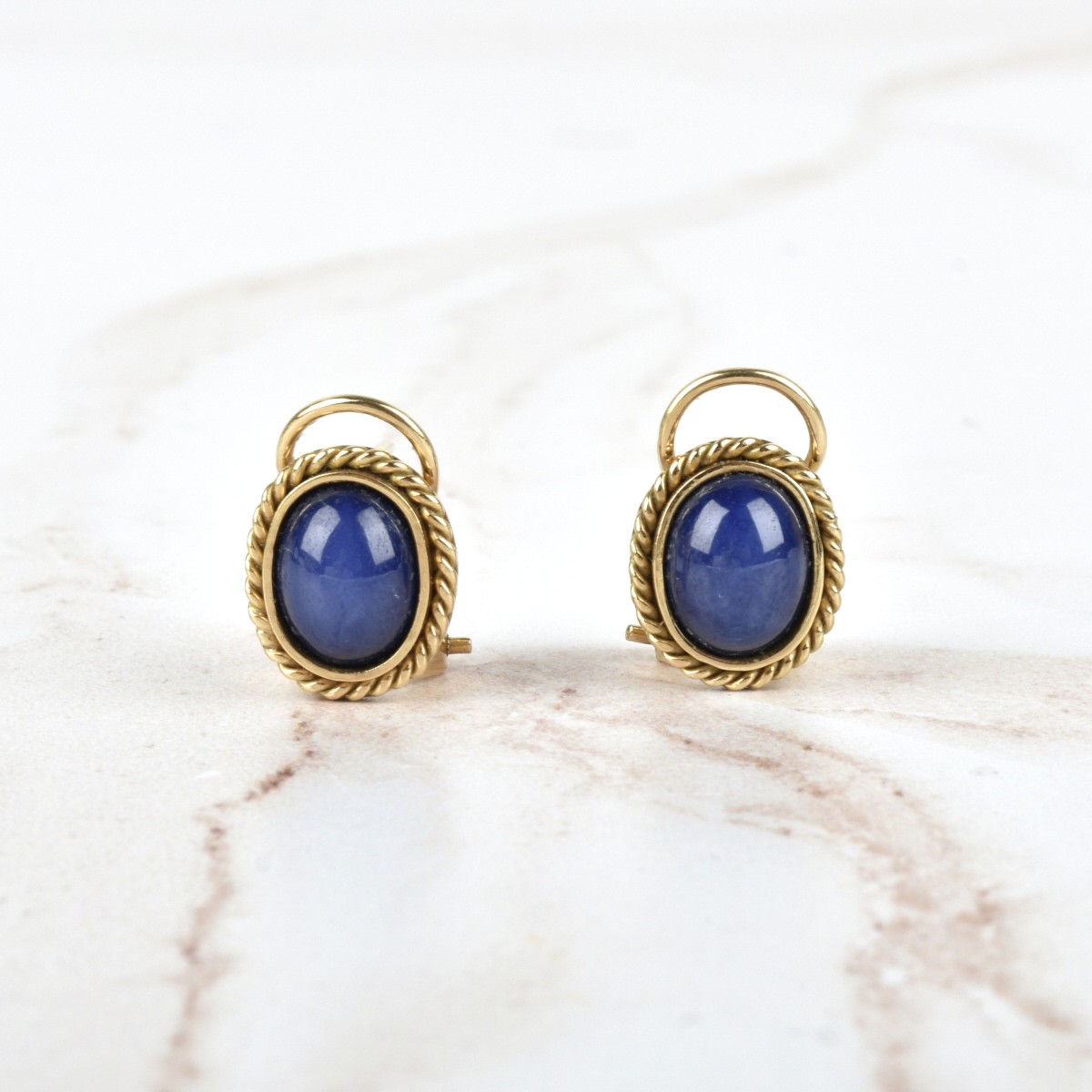 Sapphire and 14K Ear Studs