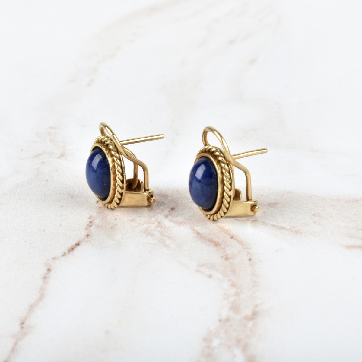 Sapphire and 14K Ear Studs