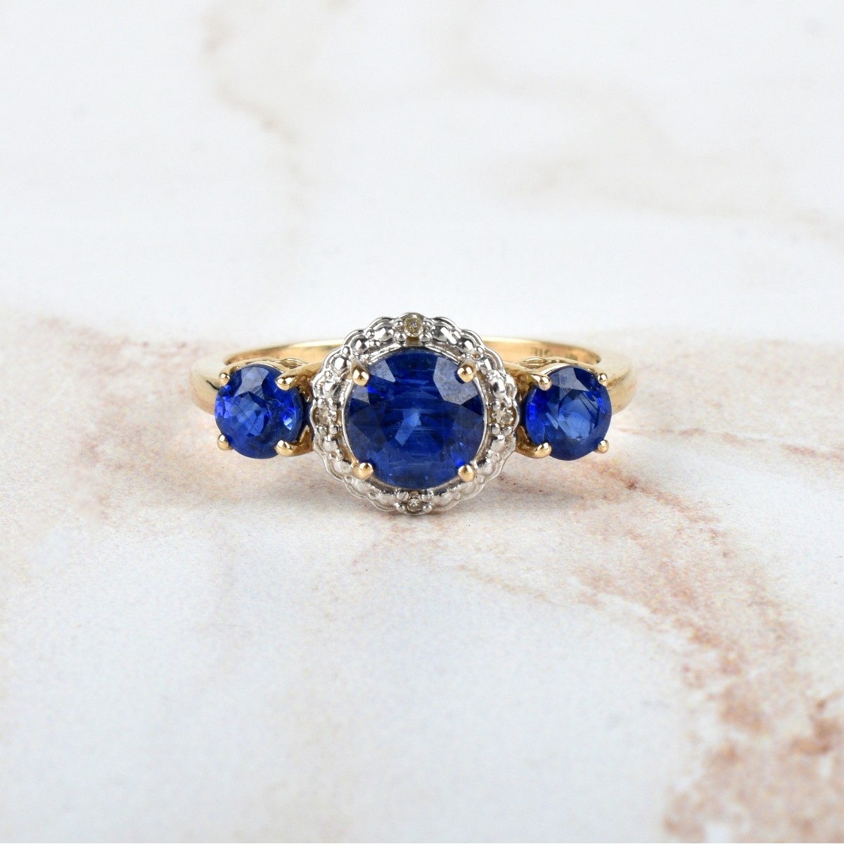 Sapphire, Diamond and 10K Ring