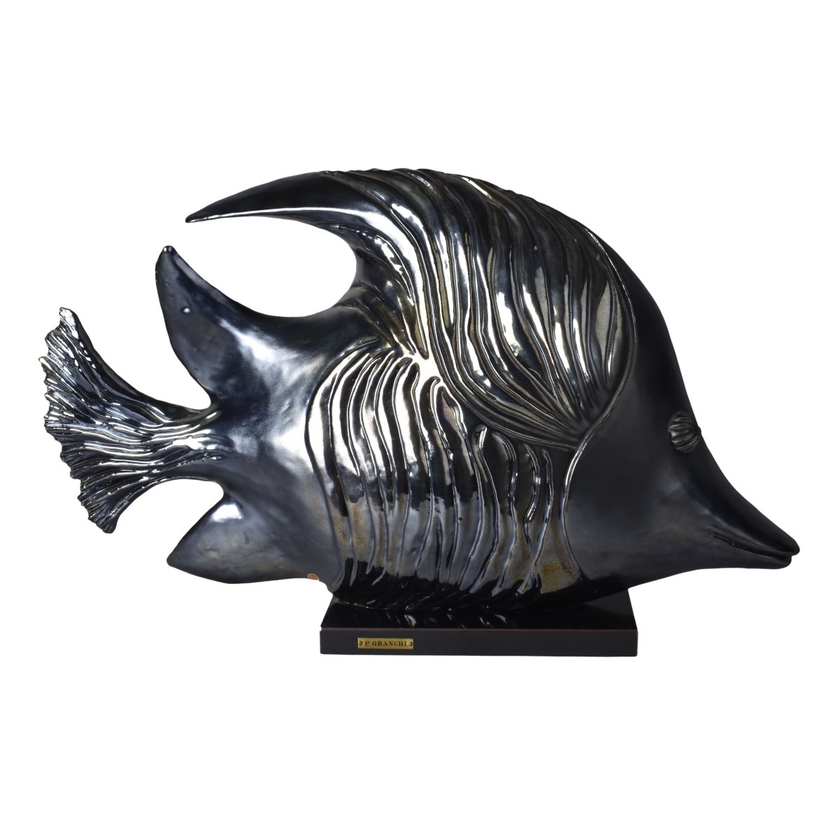 Large Italian Ceramic Fish Sculpture by P. Granchi