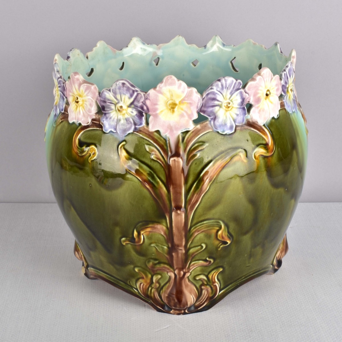 Art Nouveau Majolica Jardiniere