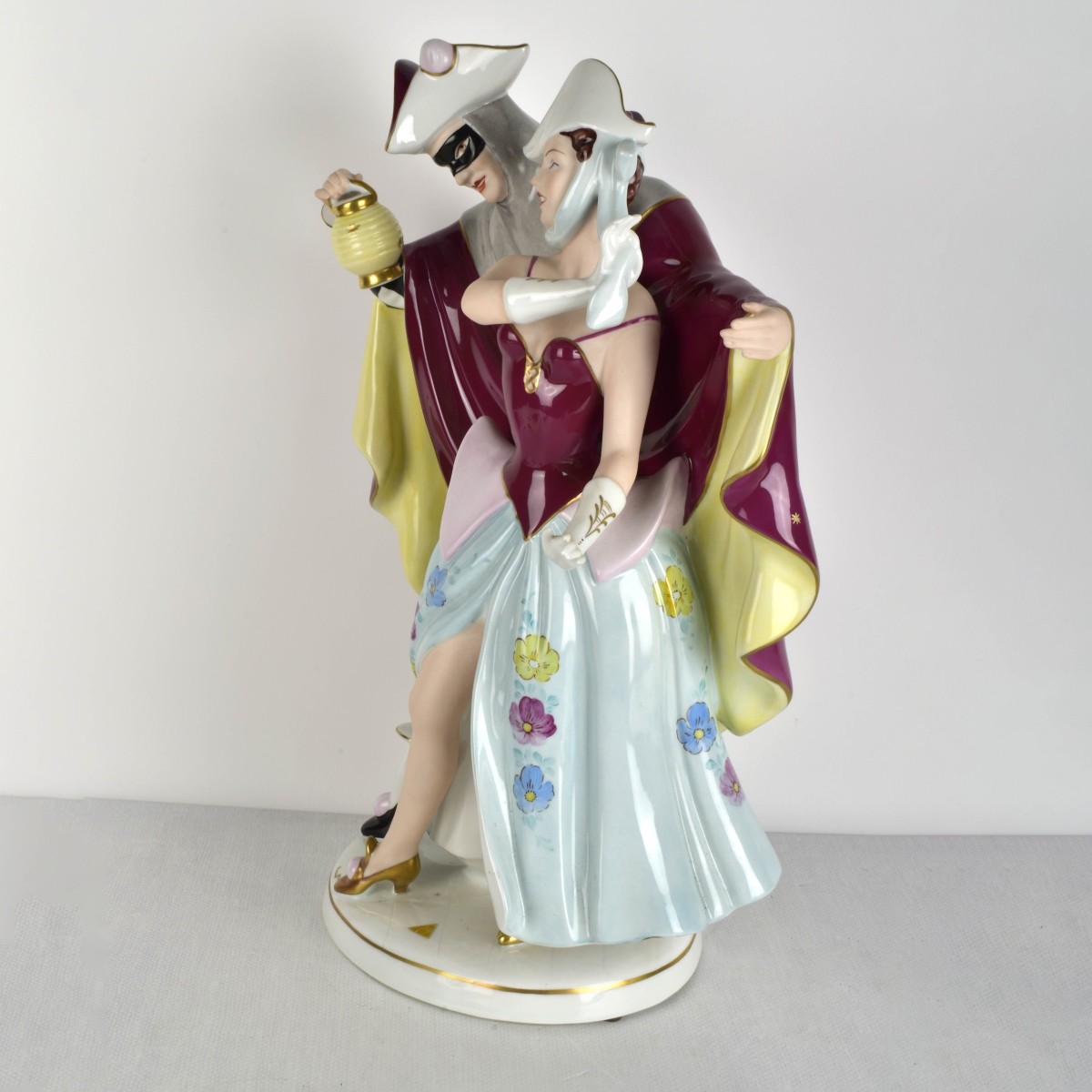 Large Royal Dux Porcelain Masquerade Figurine